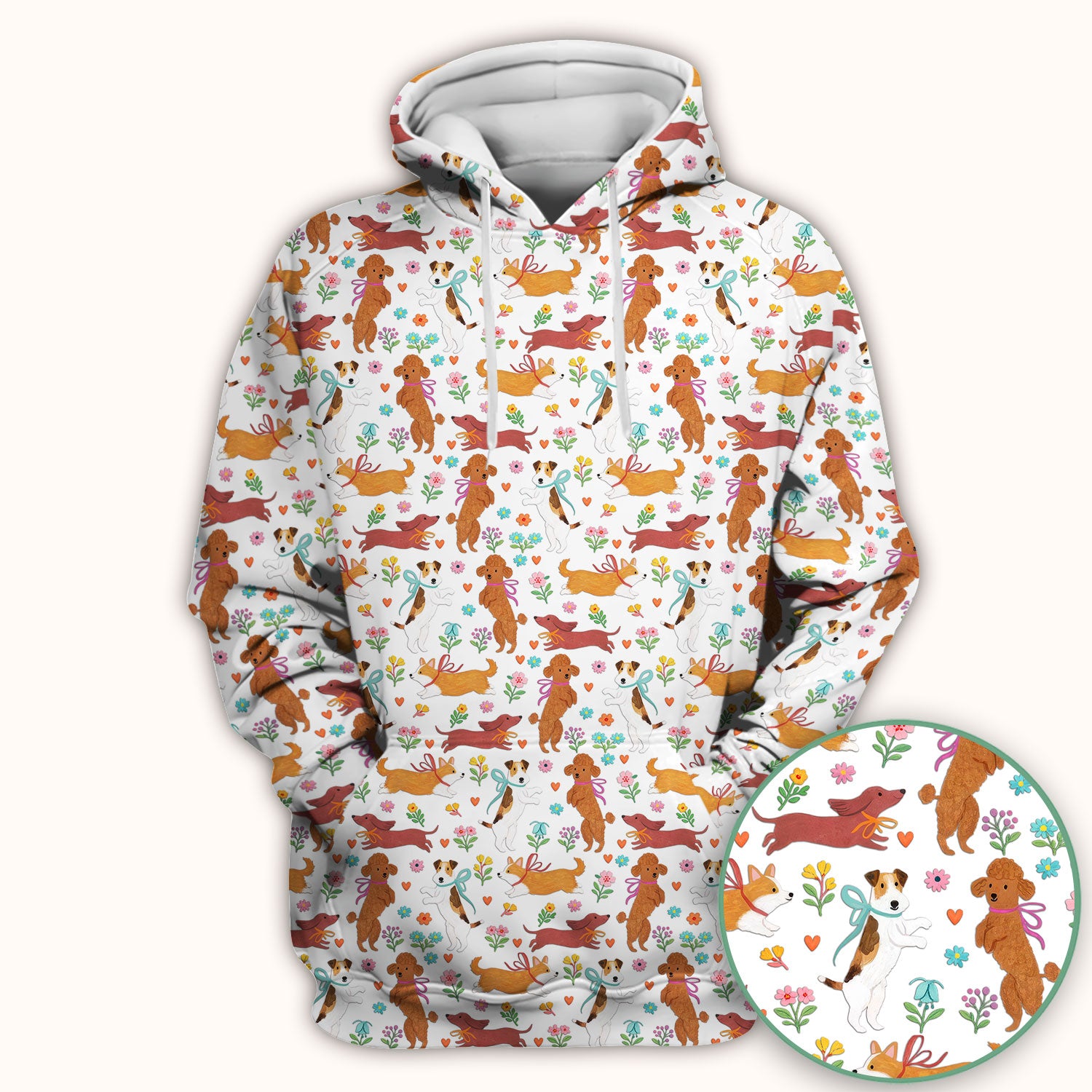 Cute Cartoon Dog Print Nurse Scrub Top, Comfortable Scrubs for Nurses
