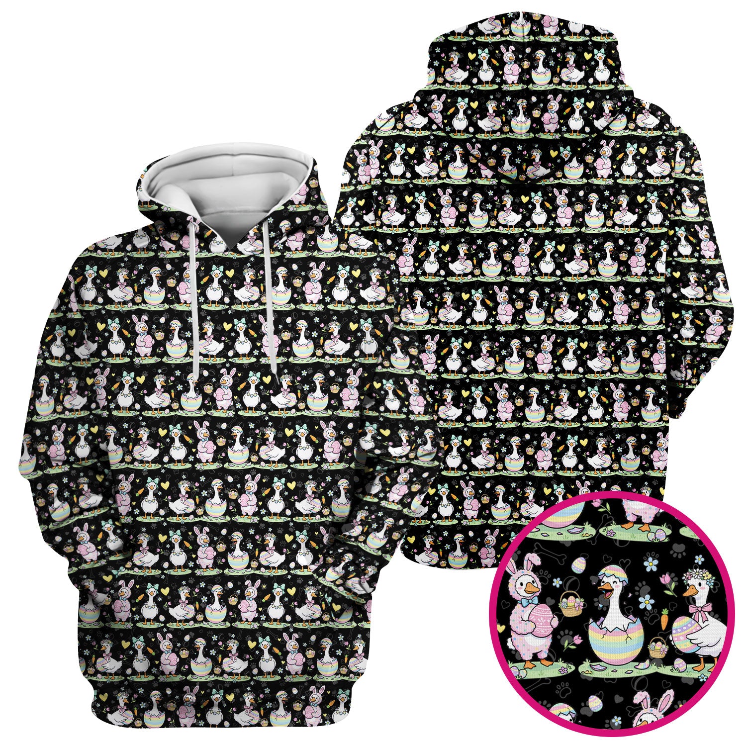 Pastel Easter Goose Bunny Egg Pattern Scrub Top, Comfortable Scrubs for Nurses