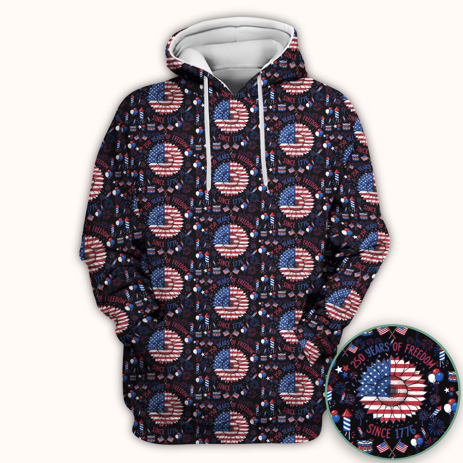Festive Patriotic Sunflower American Flag Fireworks Pattern Scrub Top, Comfortable Scrubs for Nurses