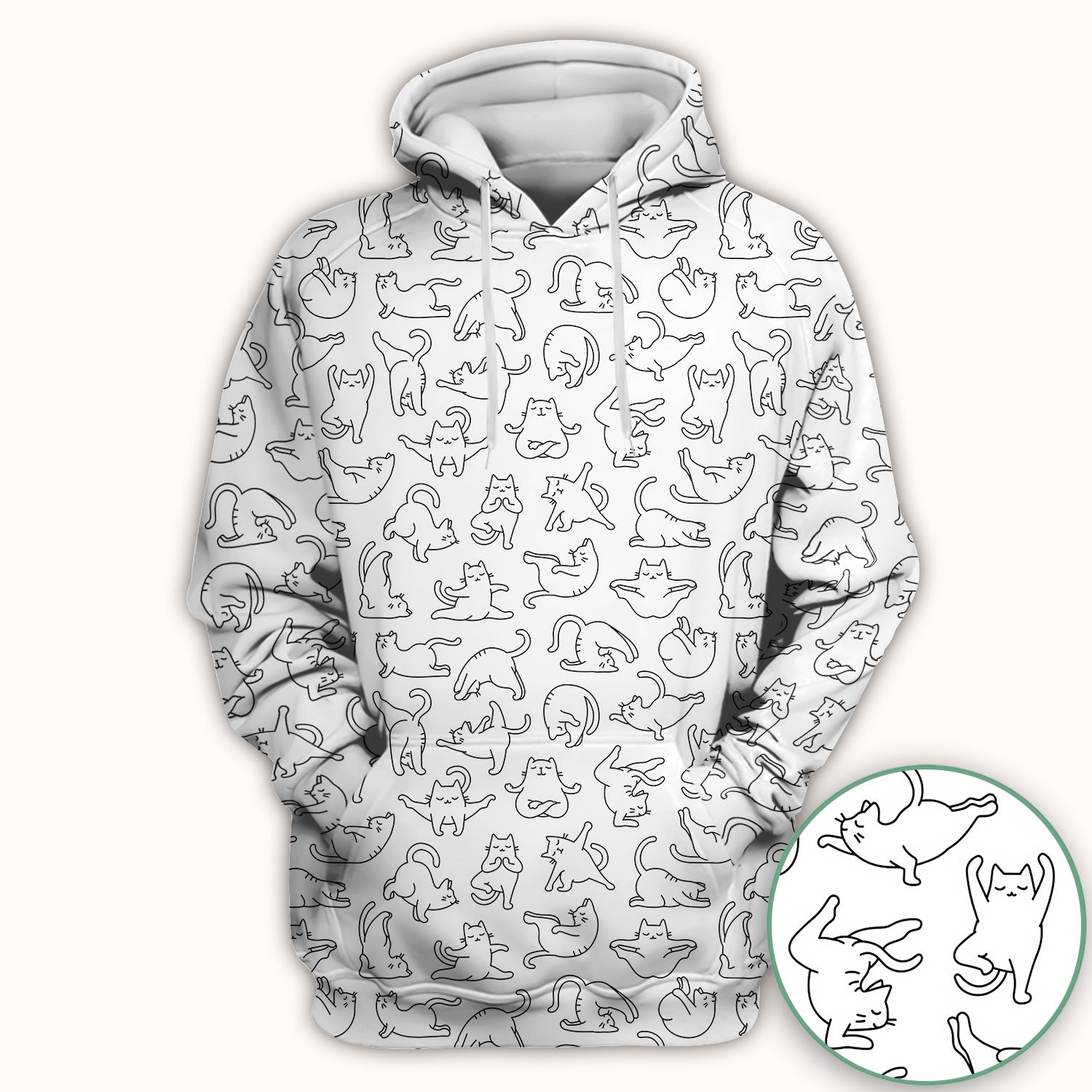 Cute Cat Outline Playing Pattern Scrub Top, Colorful Gothic Nurse Scrubs Uniform