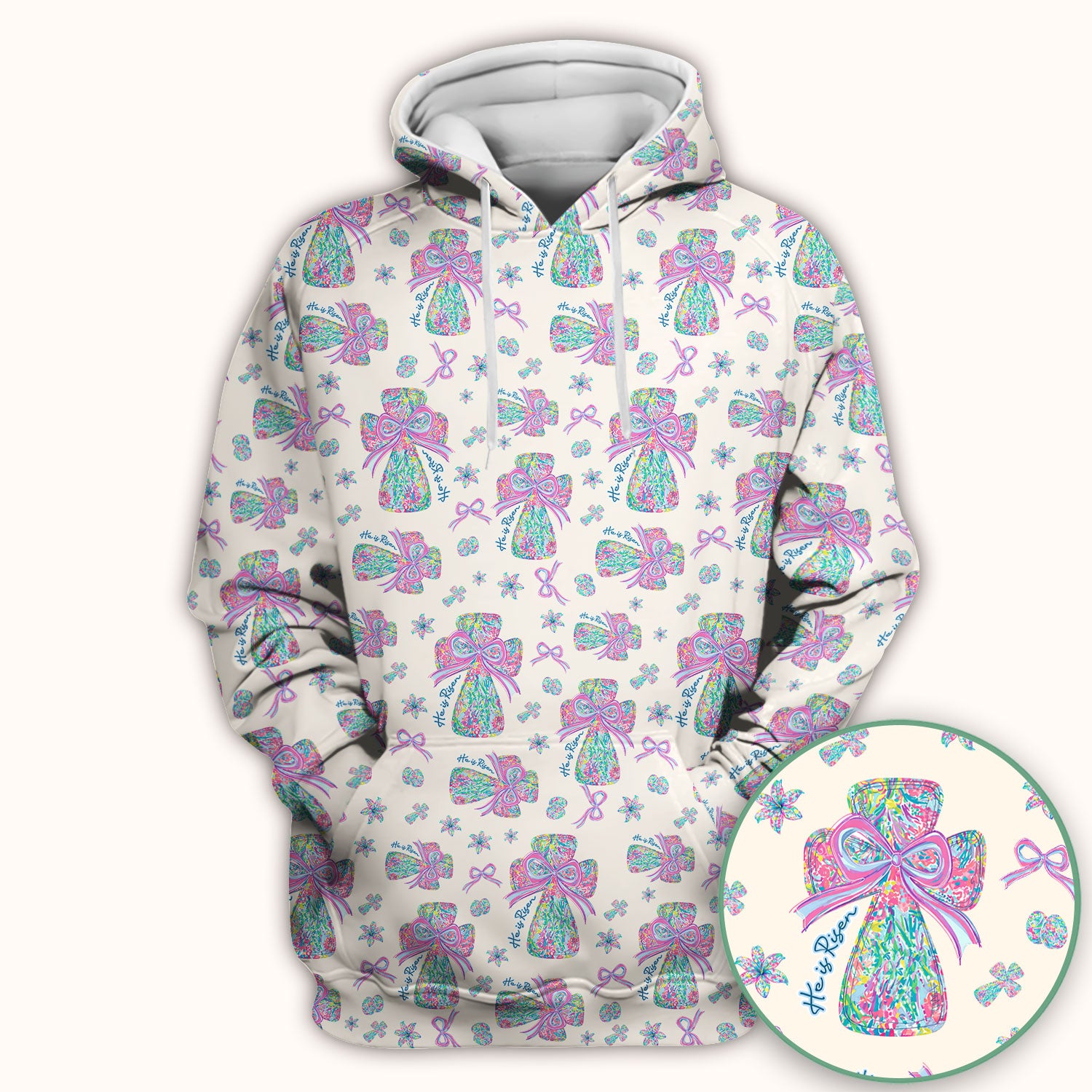 Colorful Bow Pattern Scrub Top, Breathable Fabrics Nursing Uniform