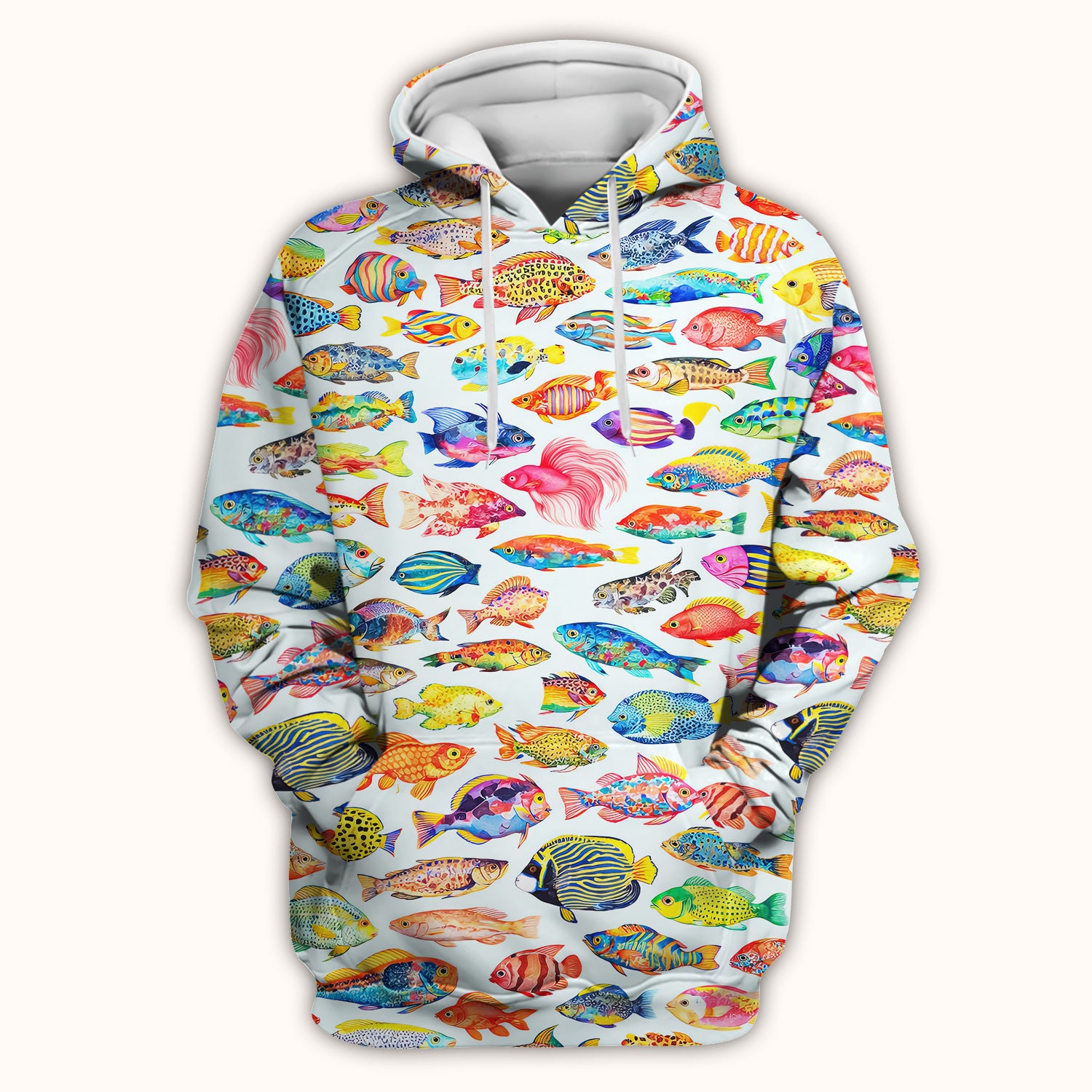 Colorful Tropical Fish Pattern Scrub Top, Breathable Medical Scrubs