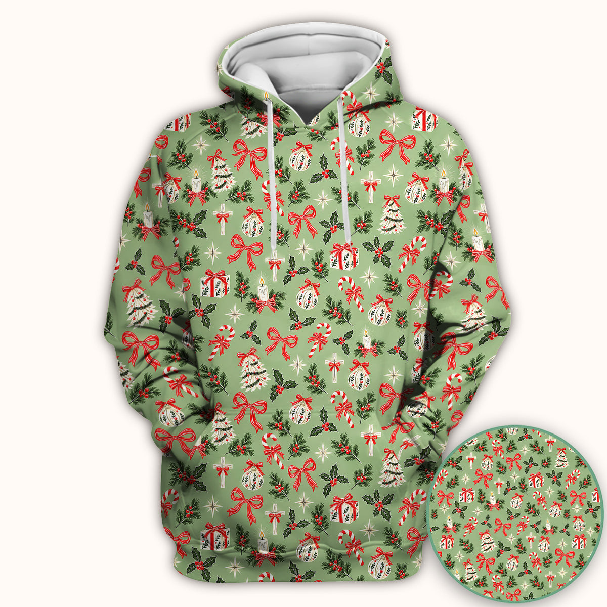 Christian Christmas Bows And Holly Scrub Top, Comfortable Scrubs for Nurses