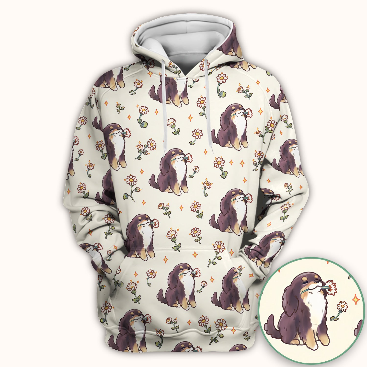 Cute Floral Otter Holding Daisy Pattern Scrub Top, Comfortable Scrubs for Nurses
