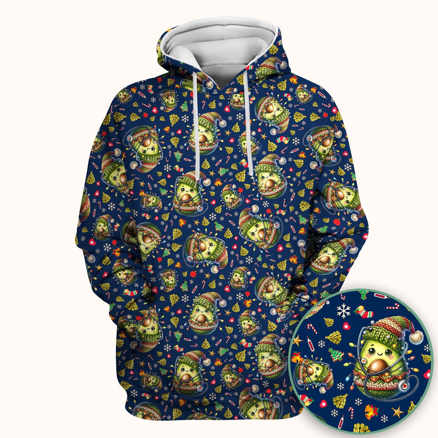 Avocado Scrub Top for Nurse - Funny Christmas Nursing Shirt - Cute Holiday Medical Uniform for Women RN LPN CNA