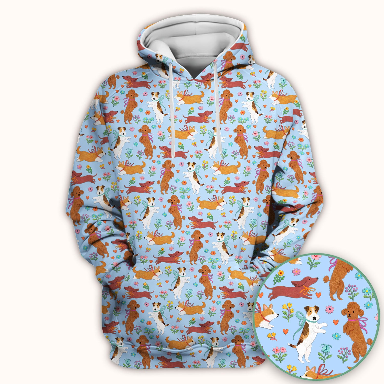 Cute Cartoon Dog Print Nurse Scrub Top, Comfortable Scrubs for Nurses