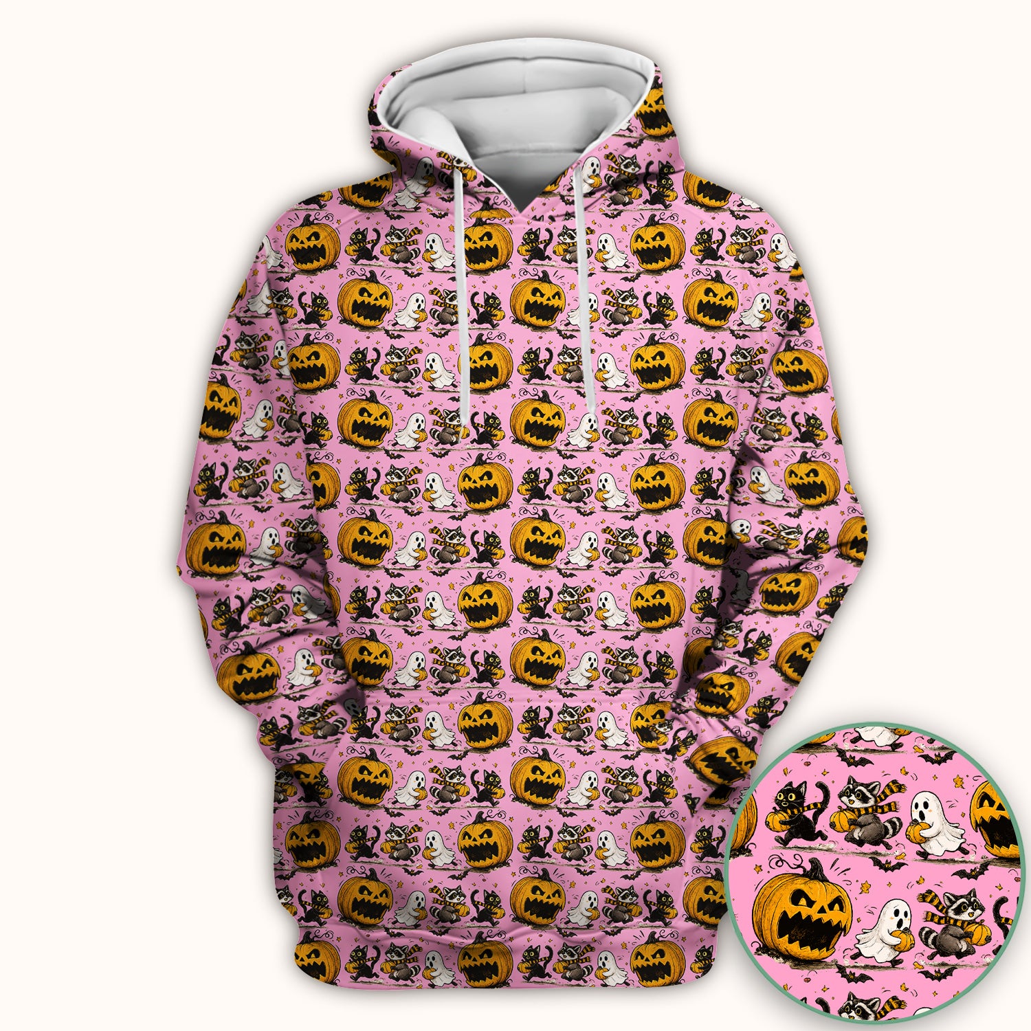 Spooky Halloween Woodland Critters Pattern Scrub Top, Comfortable Scrubs for Nurses