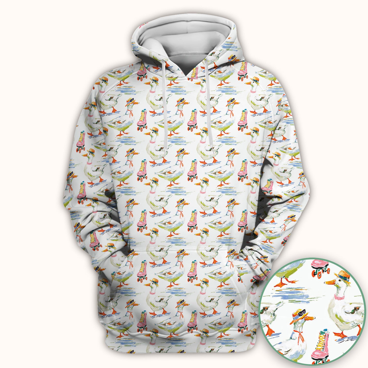Roller Skating Goose Nurse Pattern Scrub Top, Comfortable Scrubs for Nurses