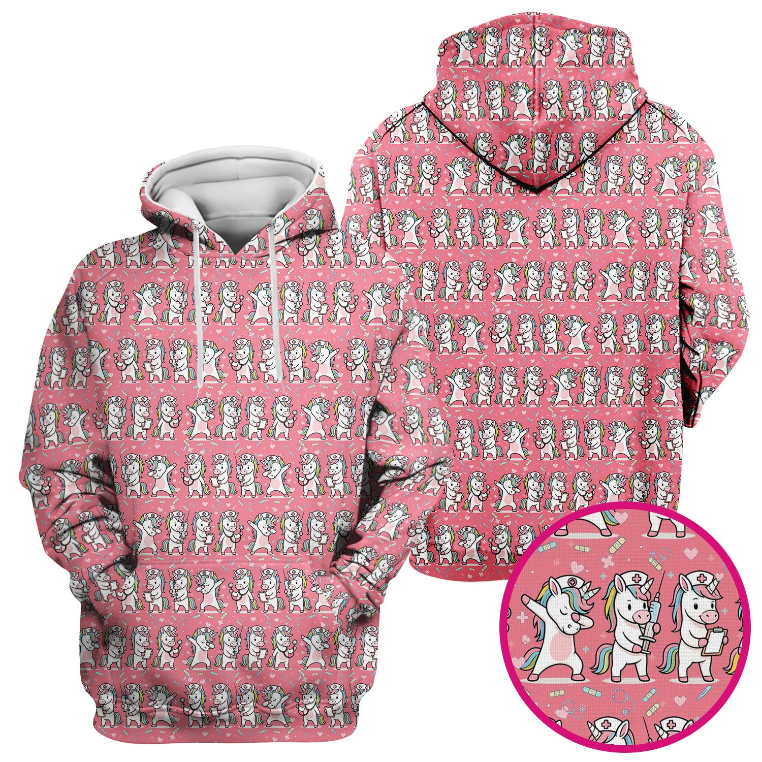 Cute Unicorn Nurse Scrub Top, Playful Medical Cartoon Nursing Shirt, Breathable Fabrics Nurse Uniform