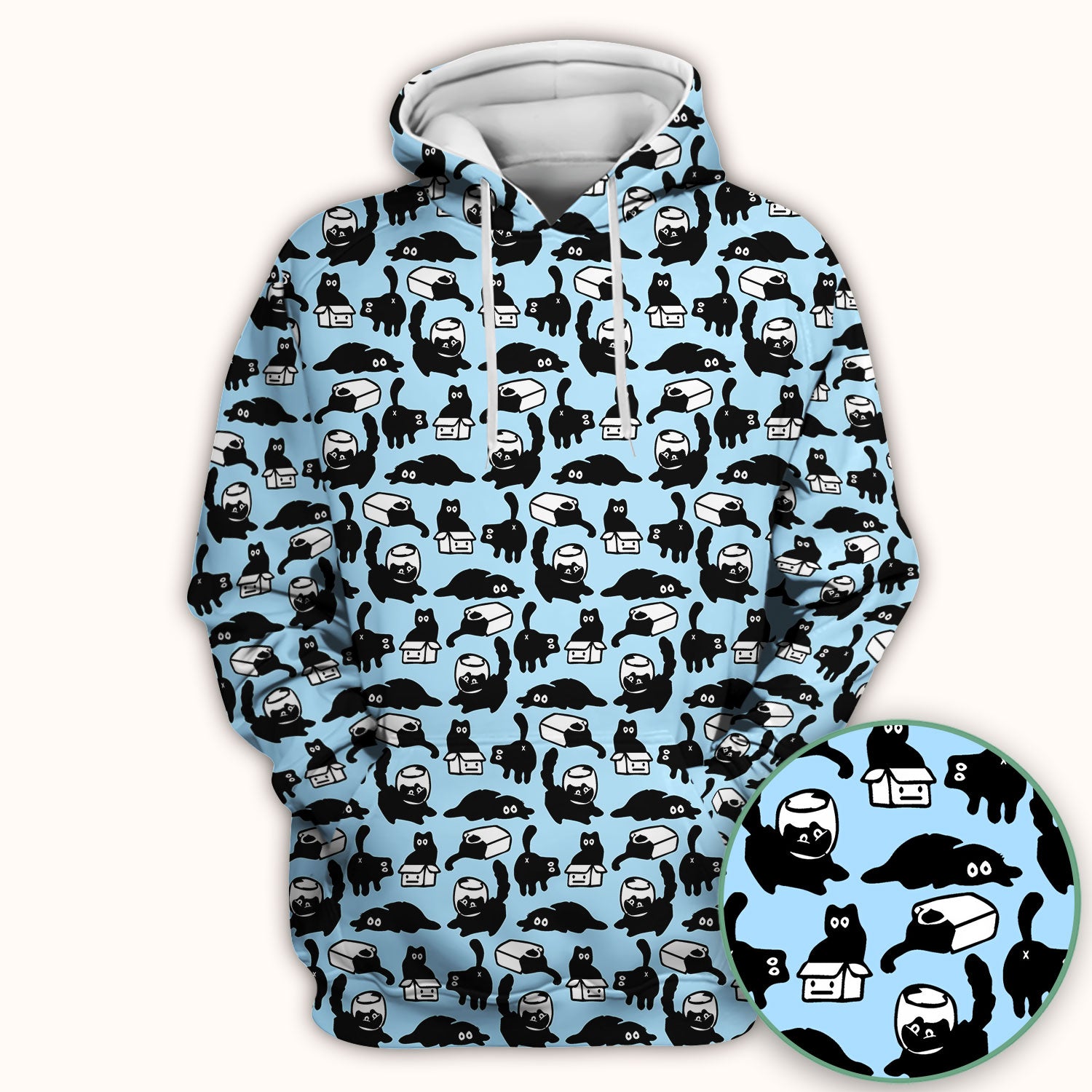 Dark Playful Cat Cartoon Pattern Scrub Top, Comfortable Scrubs for Nurses
