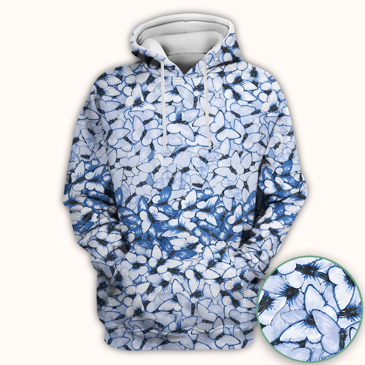 Blue Butterfly Nurse Scrub Top for RN, CNA, Healthcare Workers, Garden Floral Uniform