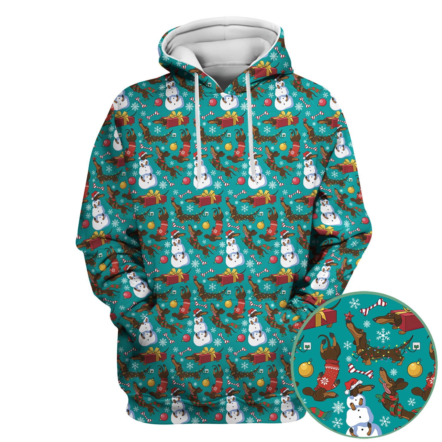 Funny Christmas Nurse Scrubs - Dachshund Dog & Snowman Print Top - Multi Color Custom Nursing Shirt Gift for Healthcare Workers
