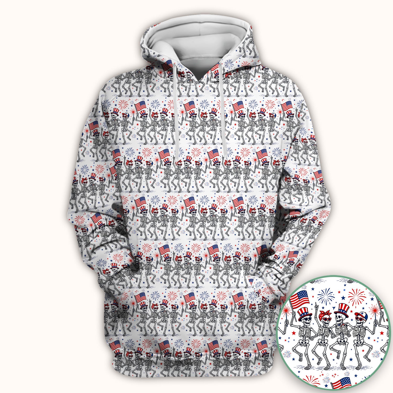 Funny Patriotic Skeleton Pattern, July 4 Medical Scrub Top, Comfortable Scrubs for Nurses