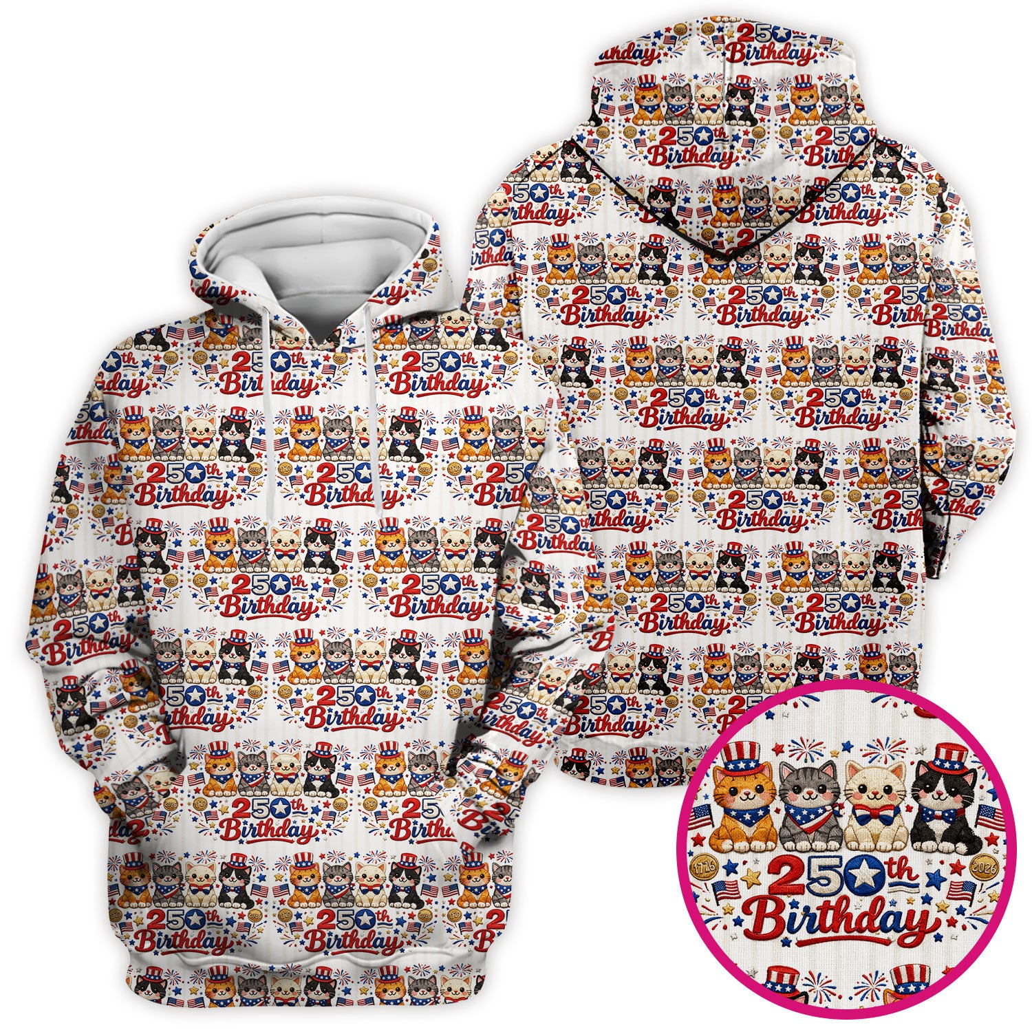 America 250th Anniversary Cat Pattern Scrub Top, Comfortable Scrubs for Nurses