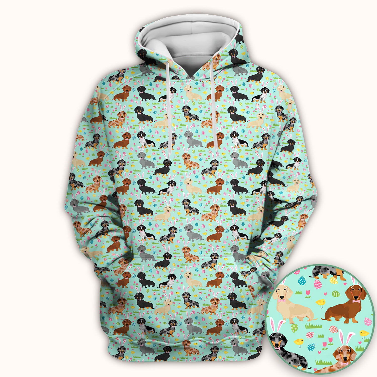Easter Dachshund Dog Pattern Scrub Top, Comfortable Scrubs for Nurses