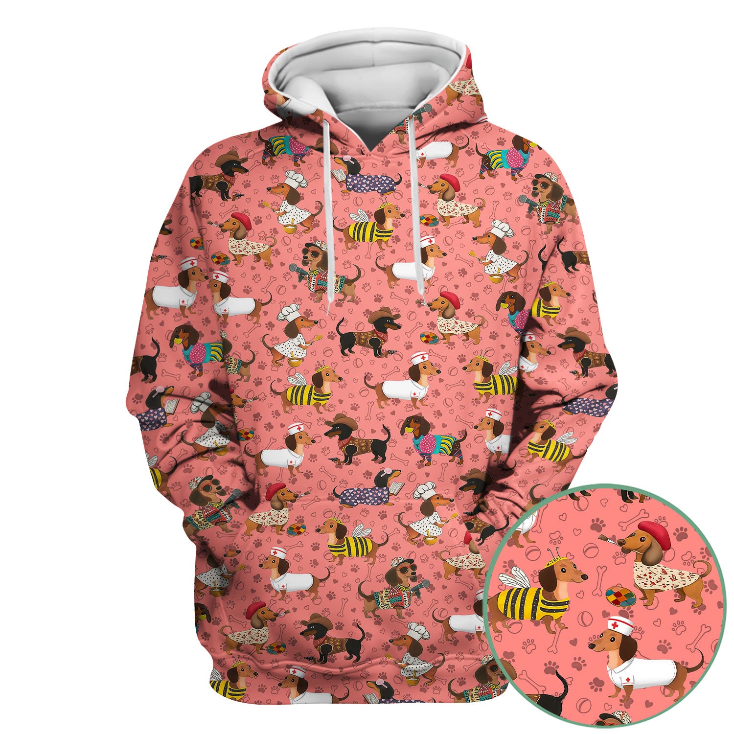 Funny Wiener Dog Nurse Scrub Top - Dachshund in Bee, Chef, Nurse Costumes - Cute Sausage Dog Medical Shirt for Women RN CNA LPN