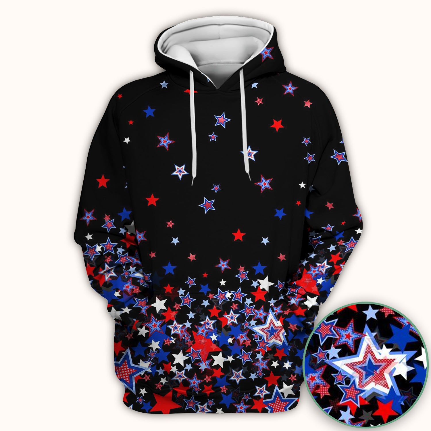 Festive Patriotic Red Blue Star Pattern Scrub Top, Comfortable Scrubs for Nurses
