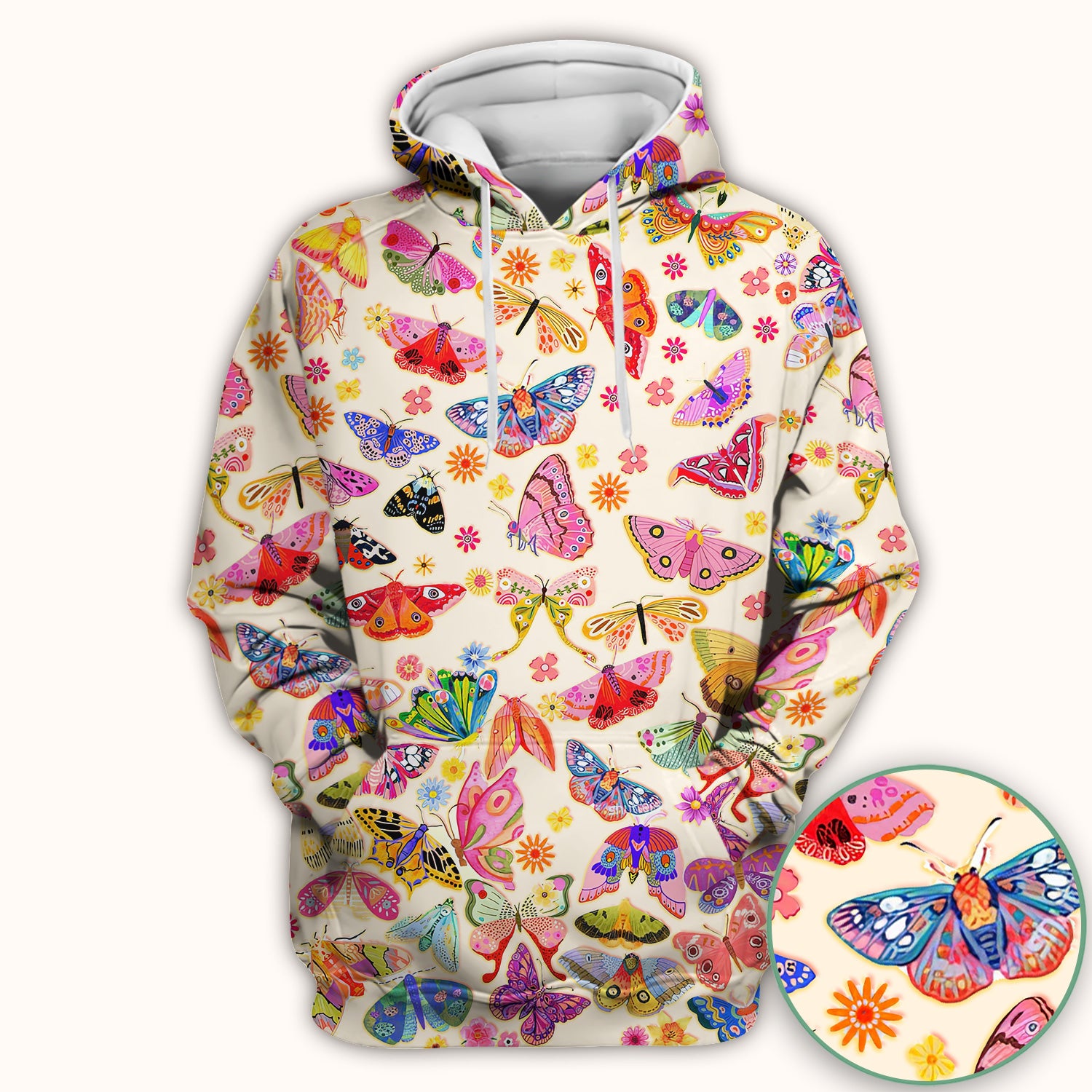 Colorful Butterfly Floral Pattern Scrub Top, Comfortable Scrubs for Nurses