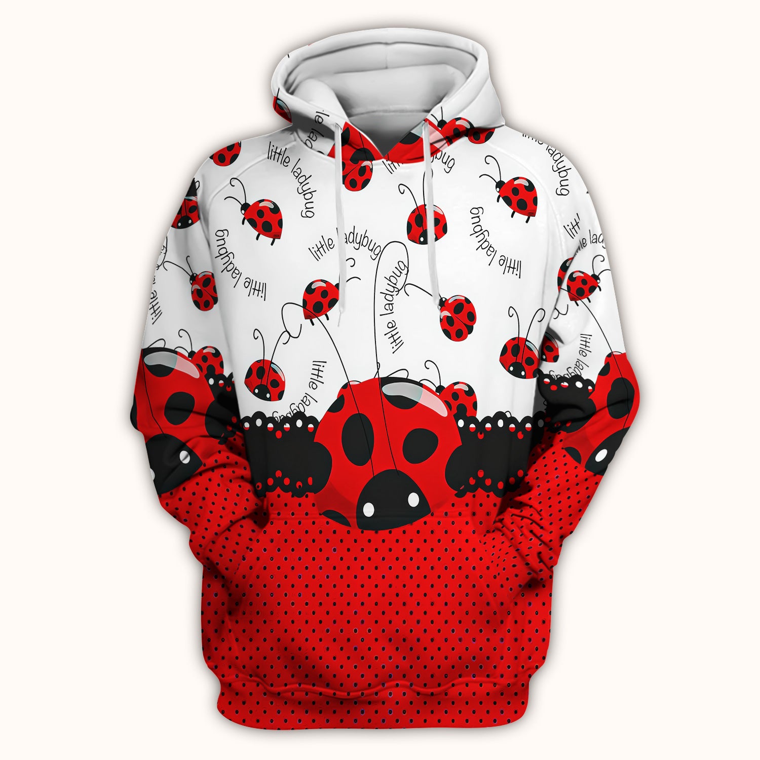 Cute Little Ladybug Polka Dot Pattern Scrub Top, Breathable Fabrics Nursing Uniform