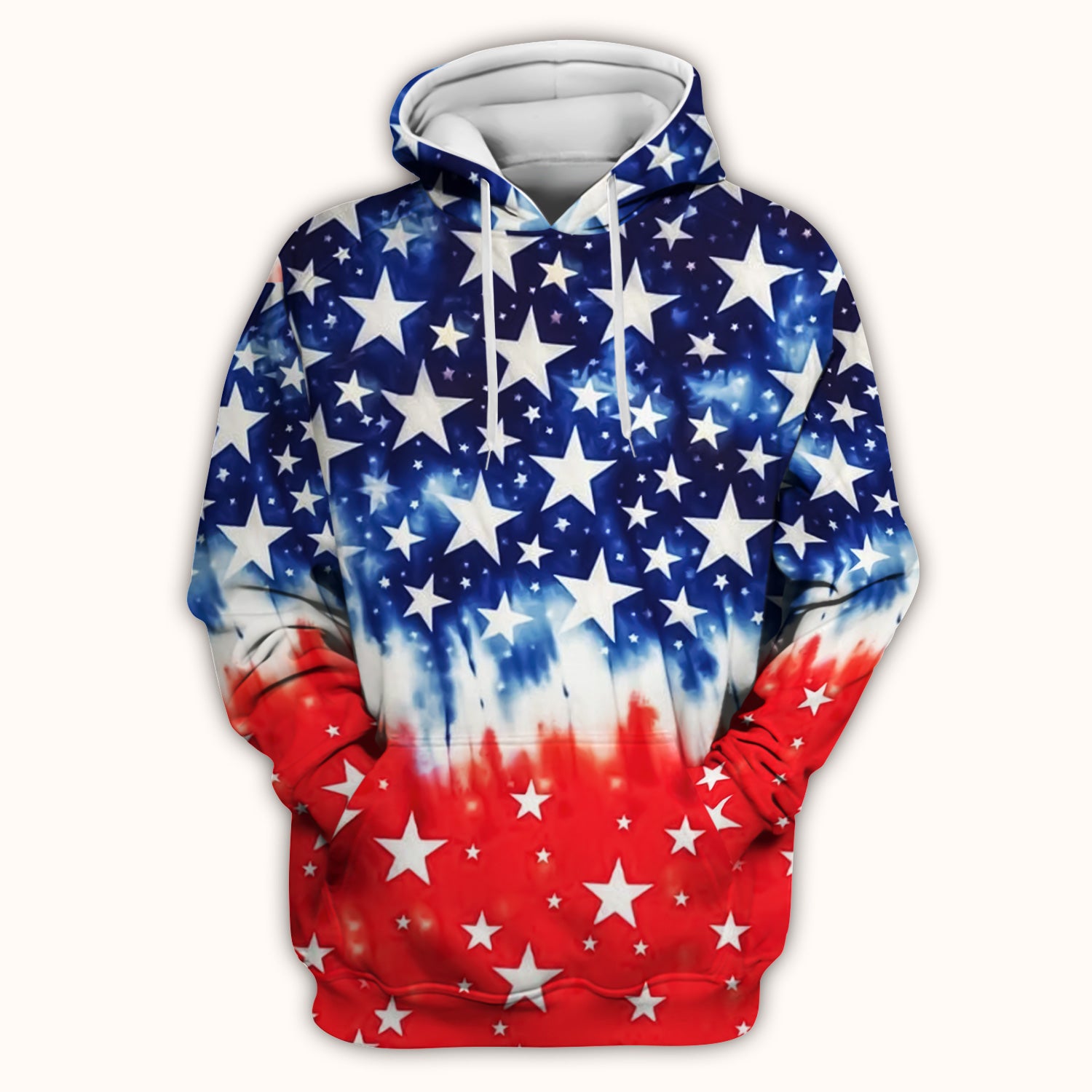 Patriotic Stars Tie Dye Pattern Scrub Top, Comfortable Scrubs for Nurses