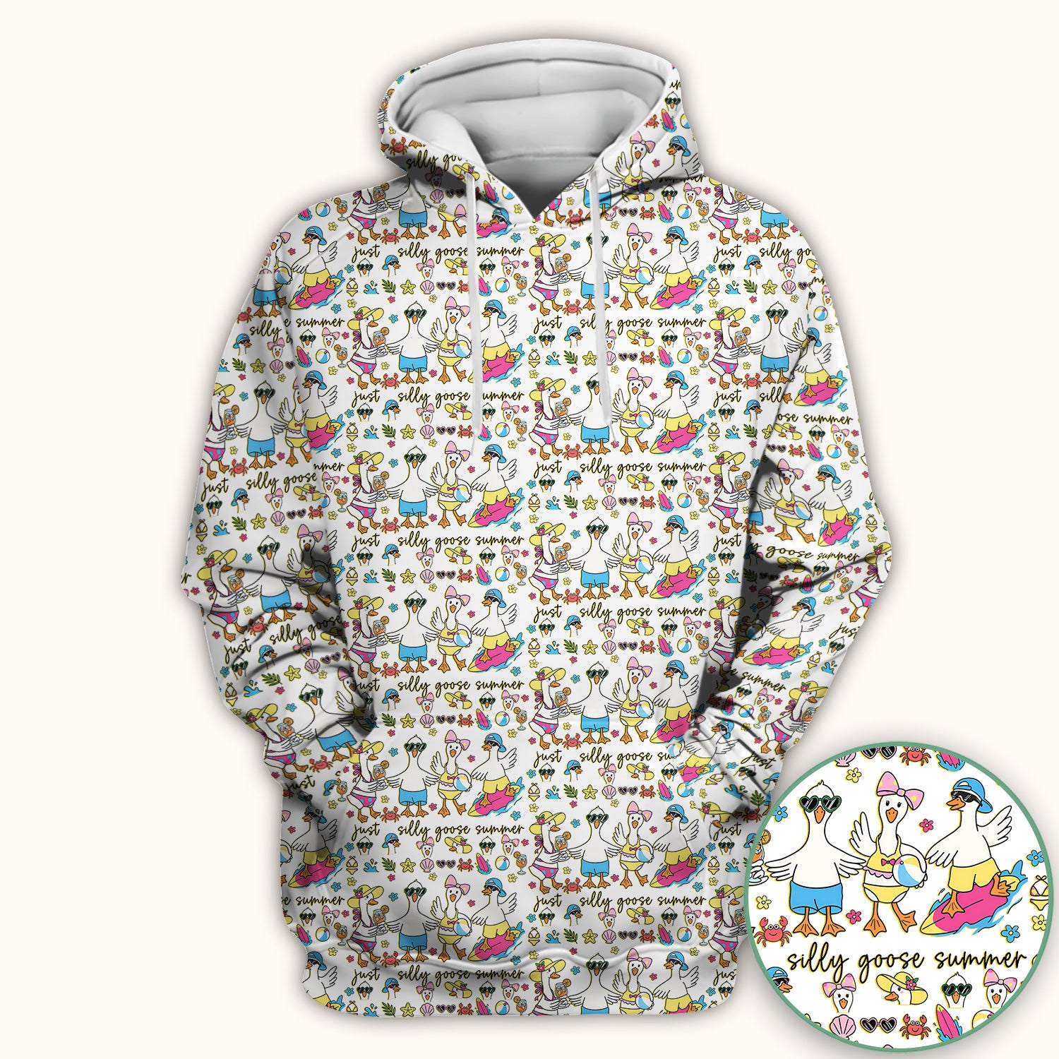 Silly Goose Summer Pattern Scrub Top, Breathable Fabrics Nursing Uniform