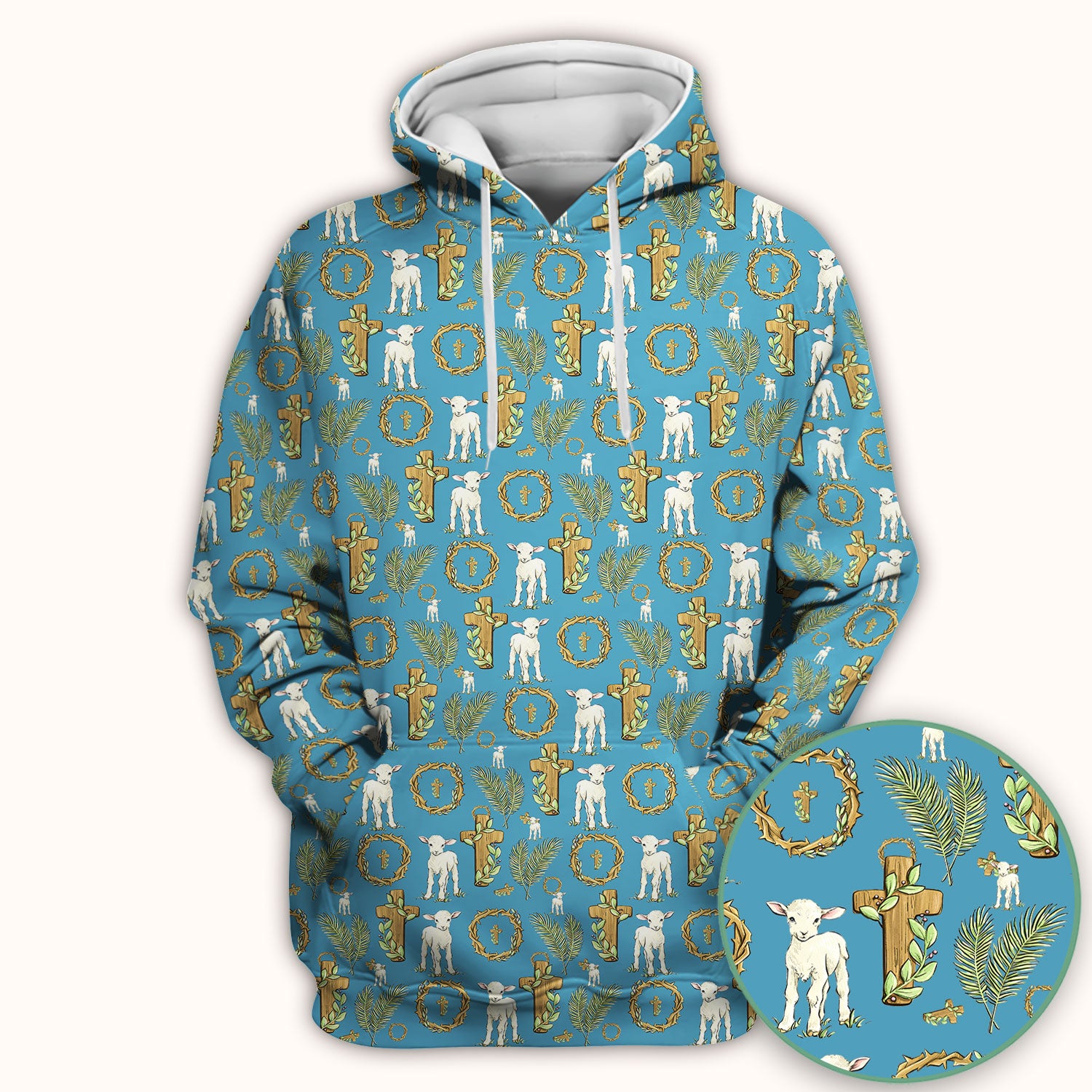 Faith Lamb Cross Pattern Scrub Top, Comfortable Scrubs for Nurses