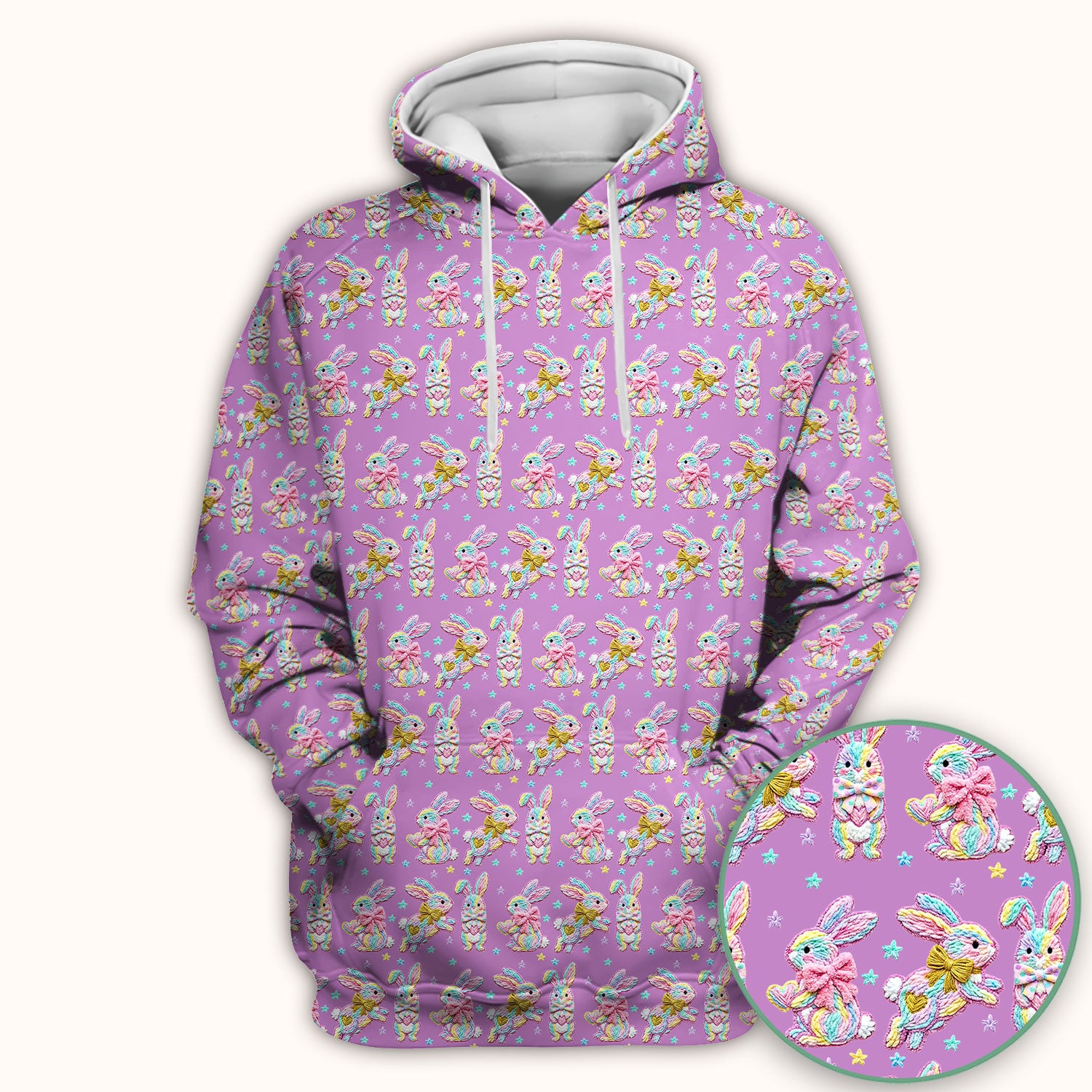 Cartoon Bunny All Over Print Scrub Top, Comfortable Scrubs for Nurses, Easter