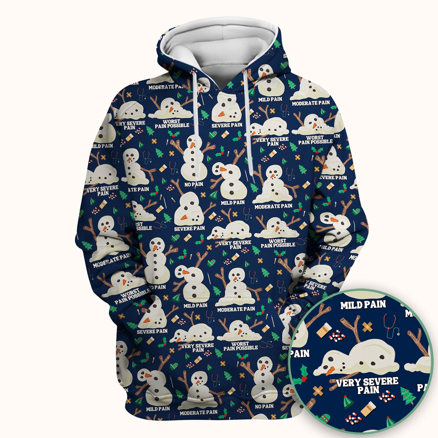 Funny Snowman Pain Scale Scrub Top for Nurse - Christmas Medical Shirt for Women RN LPN CNA - Cute Winter Nursing Uniform