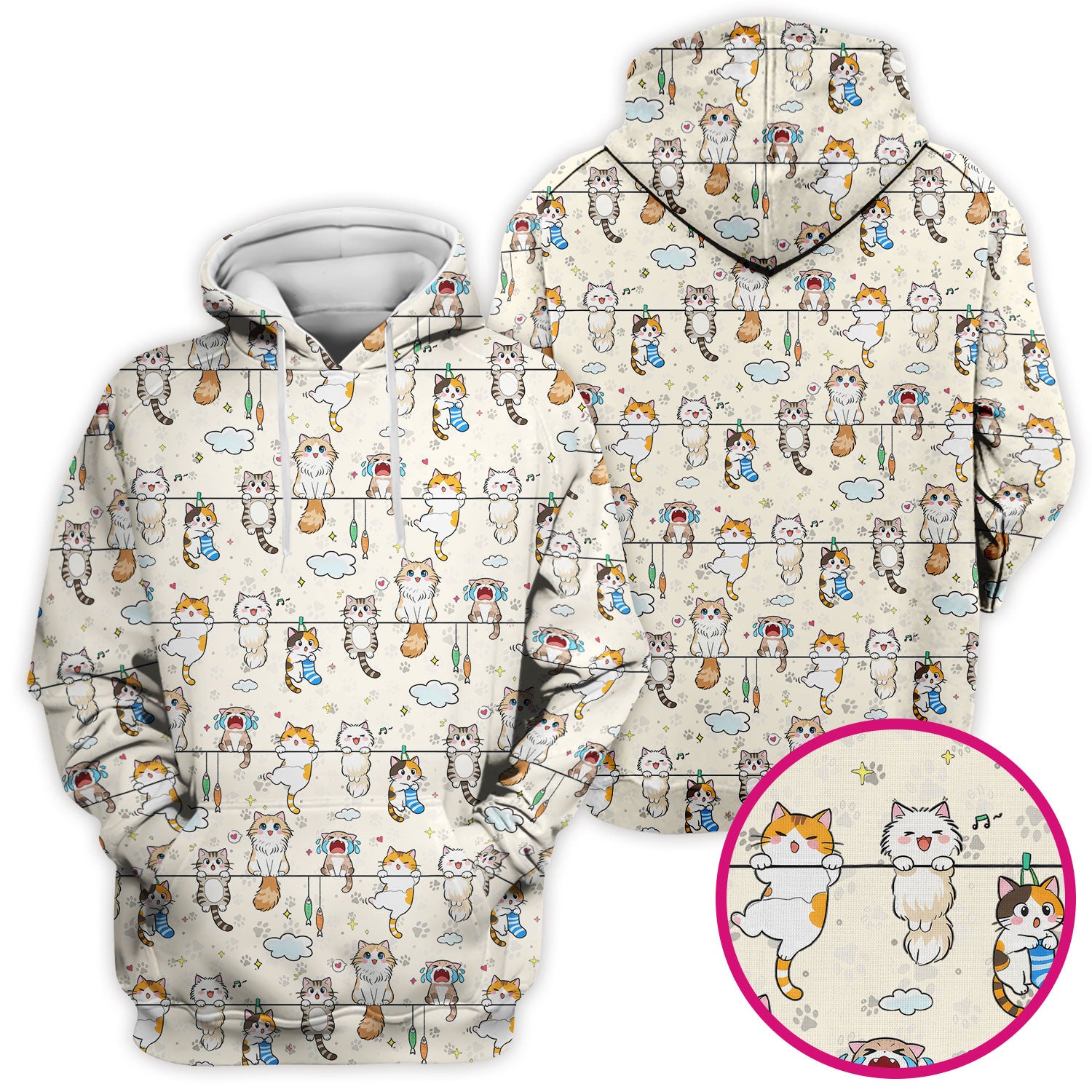 Funny Cats With Cute Expressions Pattern Scrubs Top, Comfortable Scrubs for Nurses