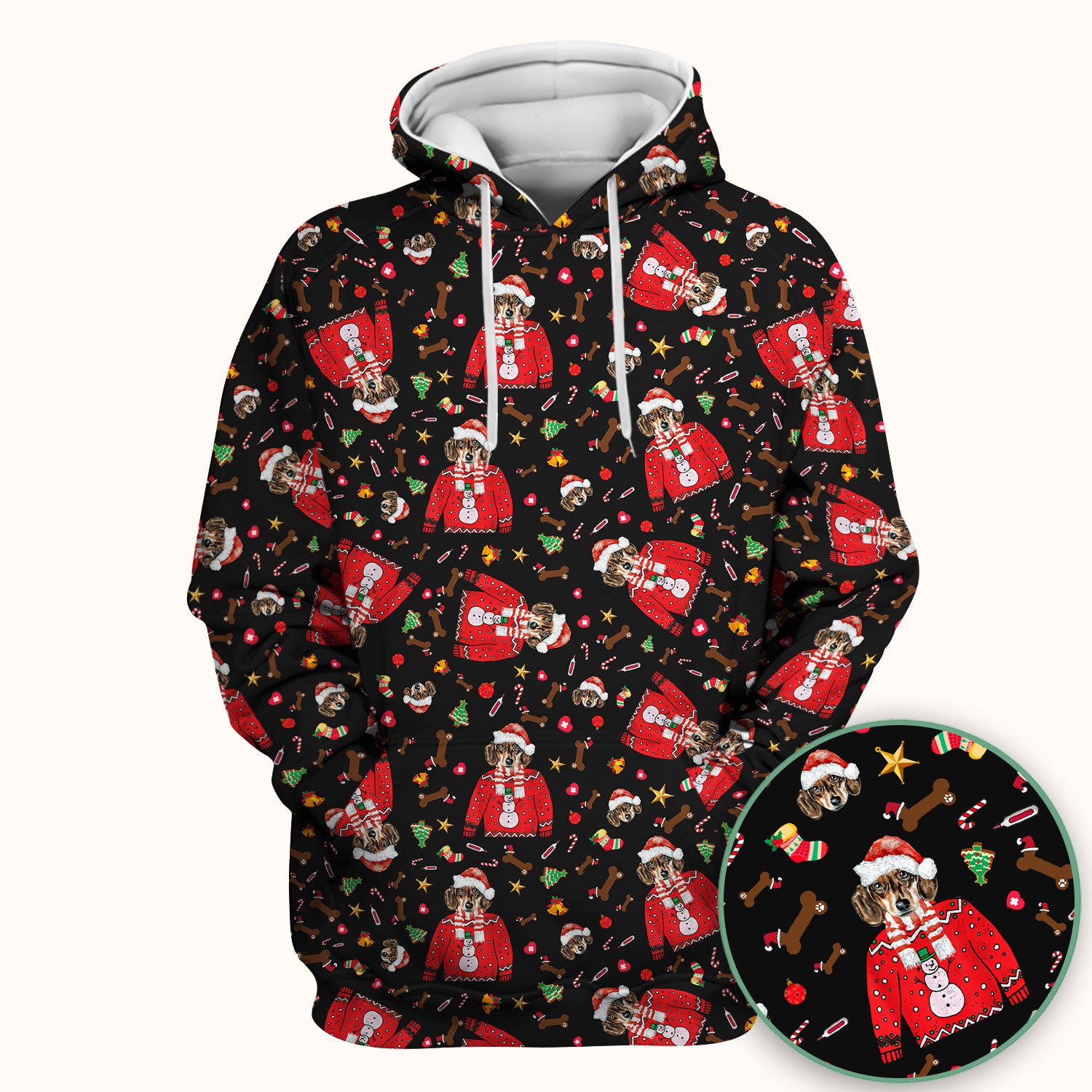 Funny Dog Christmas Scrub Top – Cute Puppy in Santa Outfit Pattern – Festive Holiday Medical Uniform For Nurses And Pet Lovers