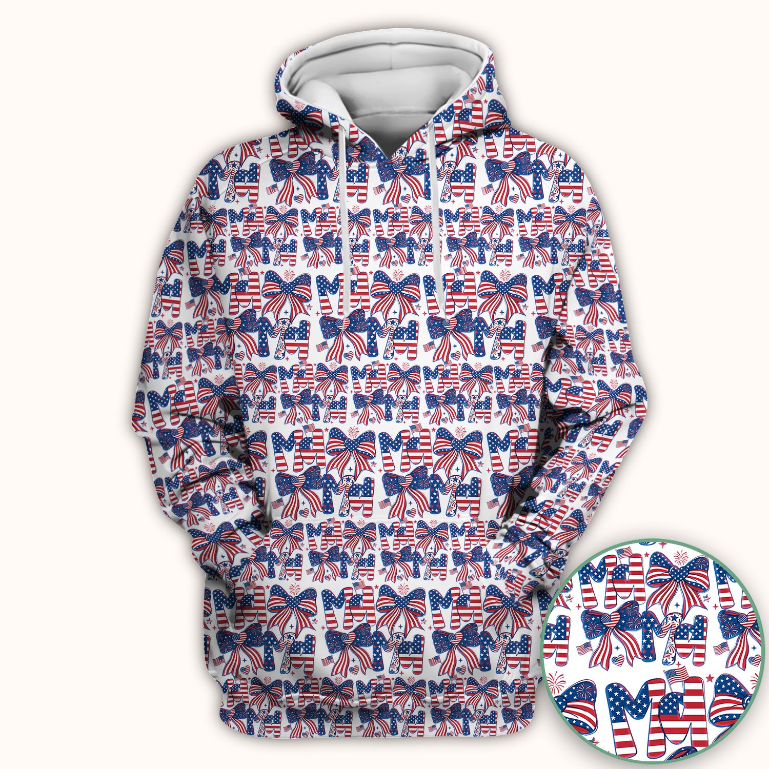 American Flag MaMa Bow Pattern Scrub Top, Comfortable Scrubs for Nurses