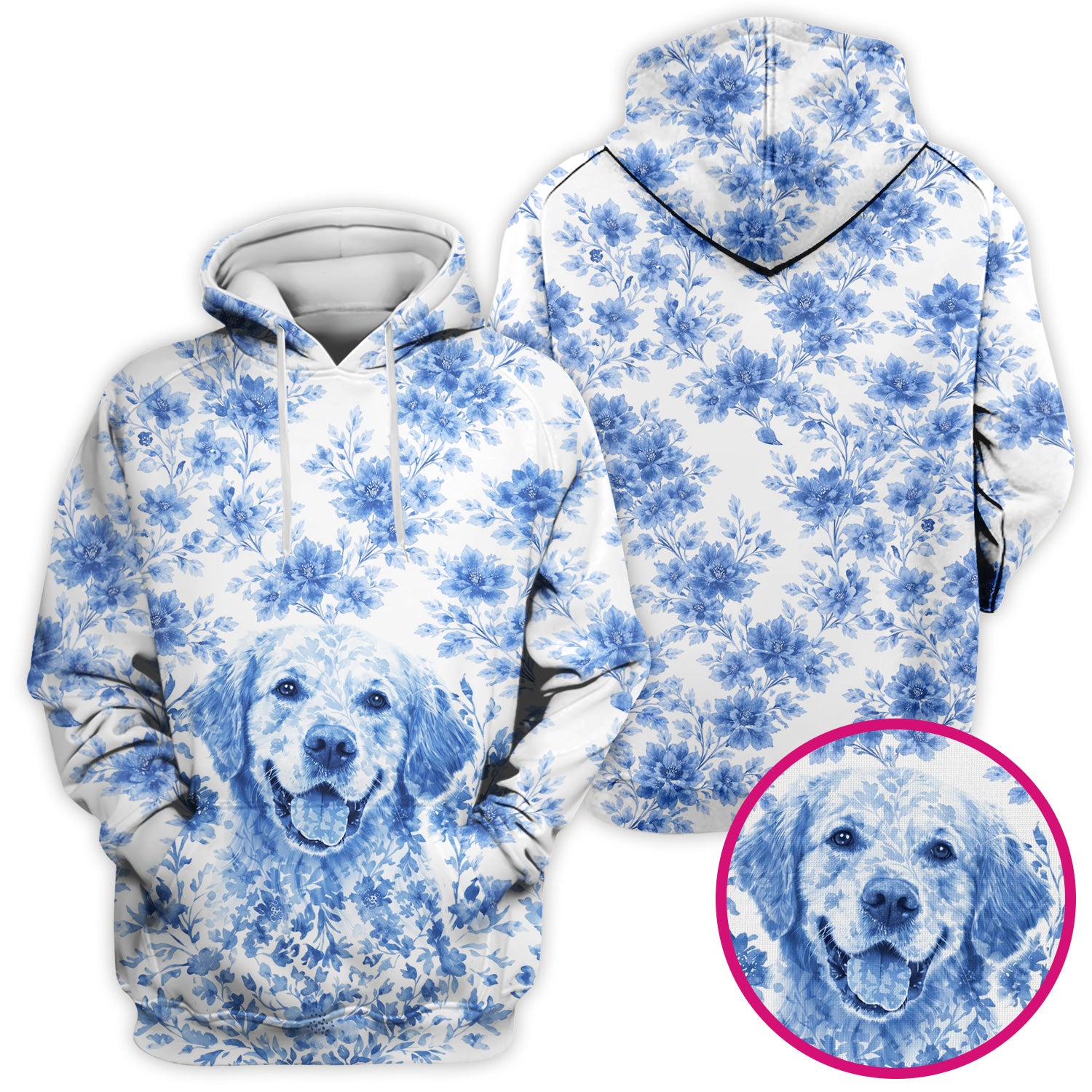 Personalized Pet Photo Floral Scrub Top, Breathable Fabrics Nursing Uniform