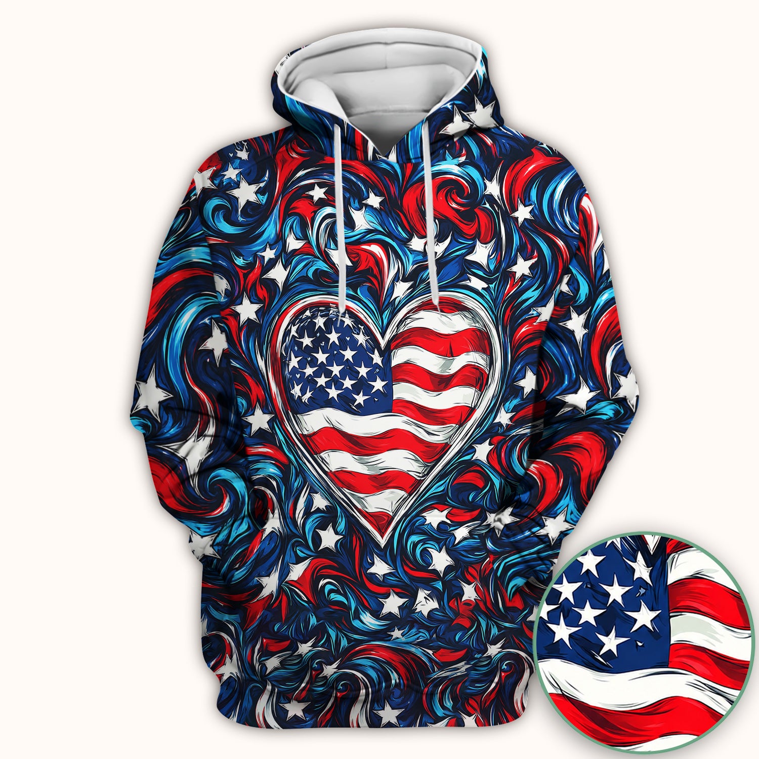 American Flag Heart Pattern Scrub Top, Comfortable Scrubs for Nurses