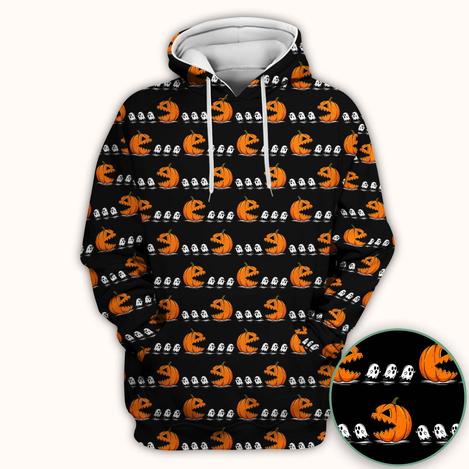 Spooky Halloween Pumpkin Ghost Scrub Top, Comfortable Scrubs for Nurses