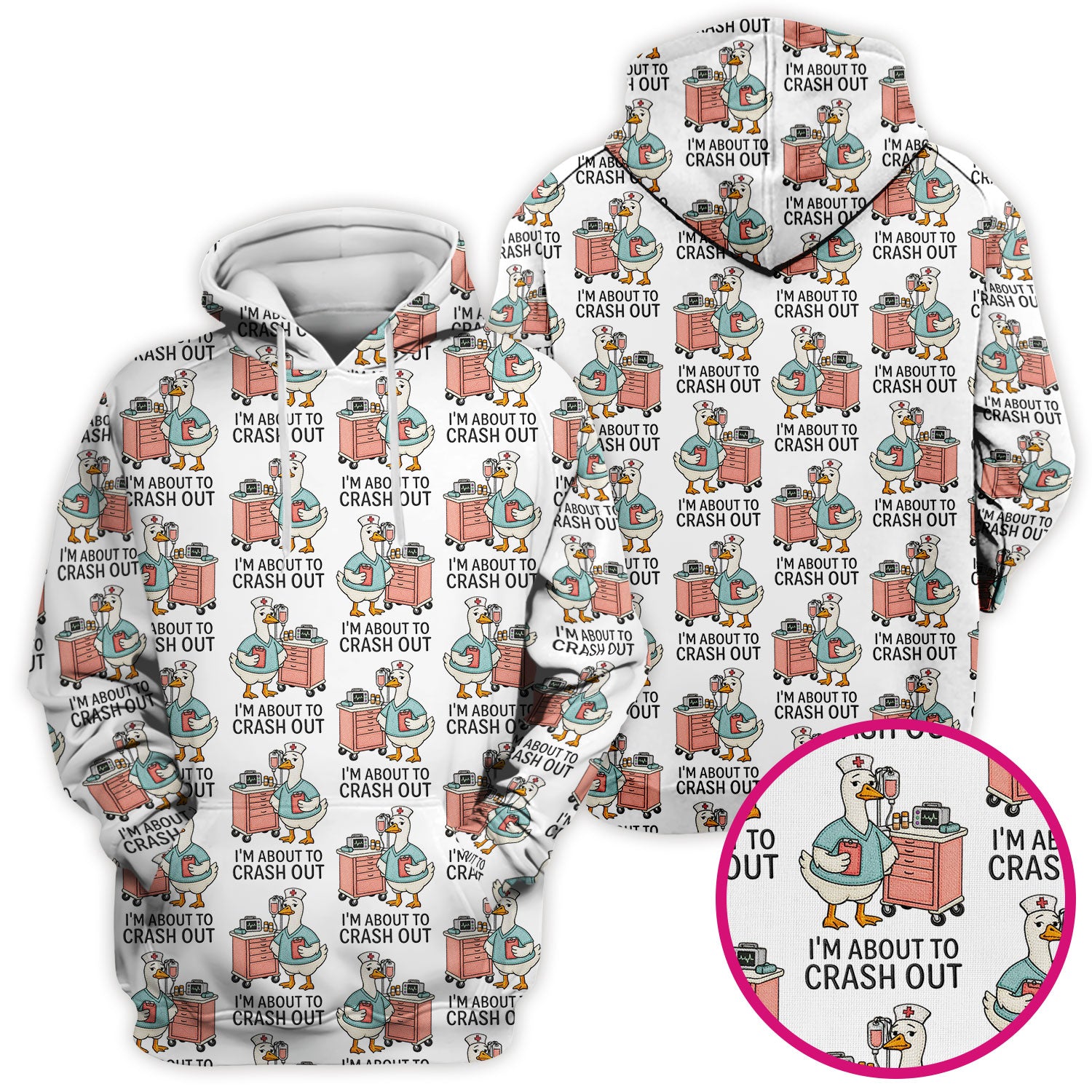 Funny Nurse Goose Crash Out Pattern Scrub Top, Comfortable Scrubs for Nurses