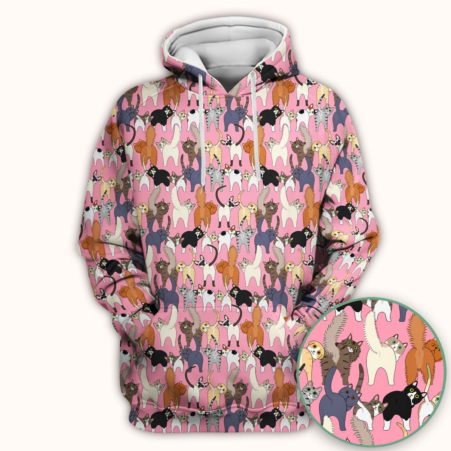 Whimsical Multicolor Cat Cartoon Pattern Scrub Top, Comfortable Scrubs for Nurses