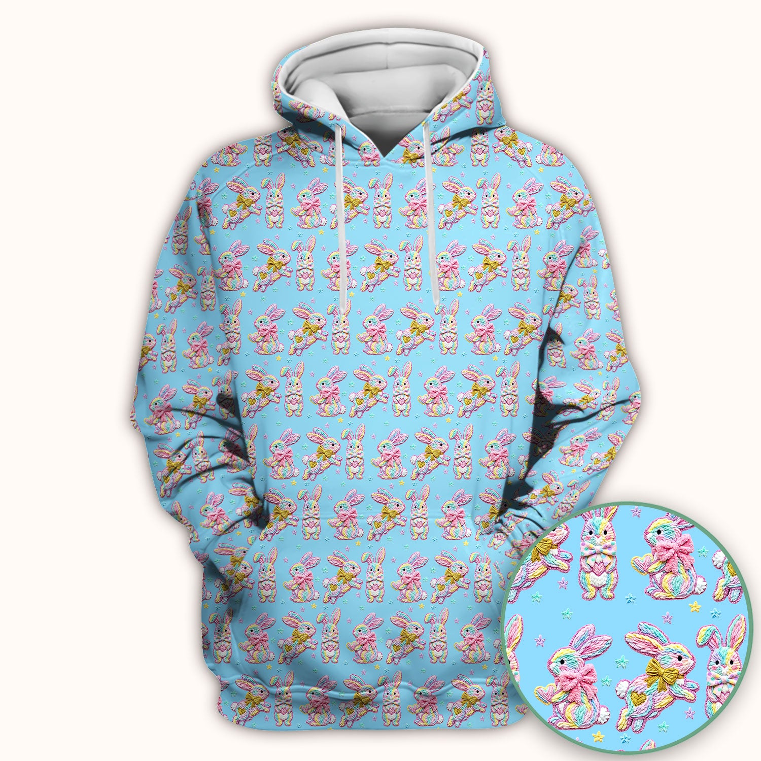 Cartoon Bunny All Over Print Scrub Top, Comfortable Scrubs for Nurses, Easter