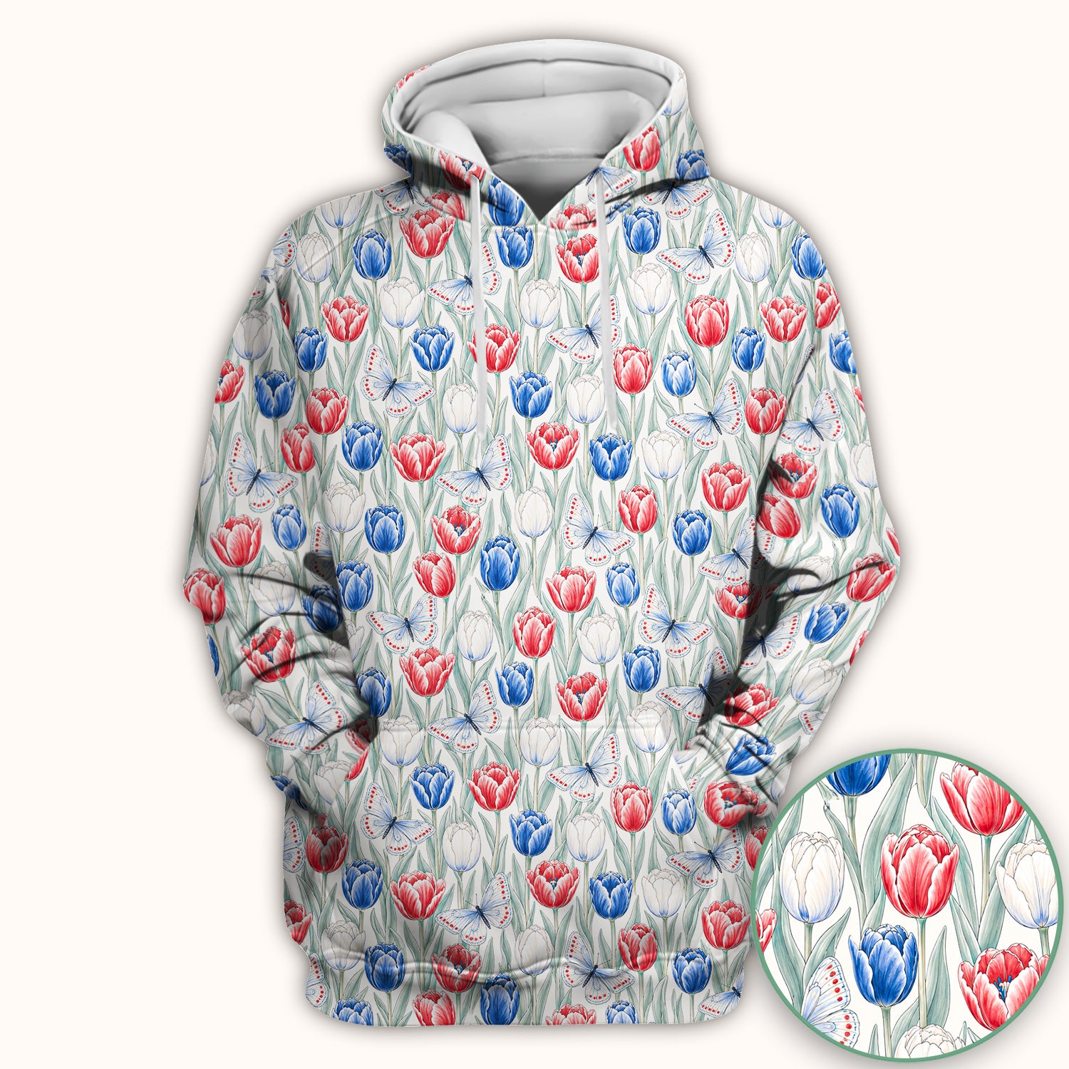 Patriotic Tulip Butterfly Nurse for RN, CNA, Healthcare Workers Scrub Top, Comfortable Scrubs for Nurses
