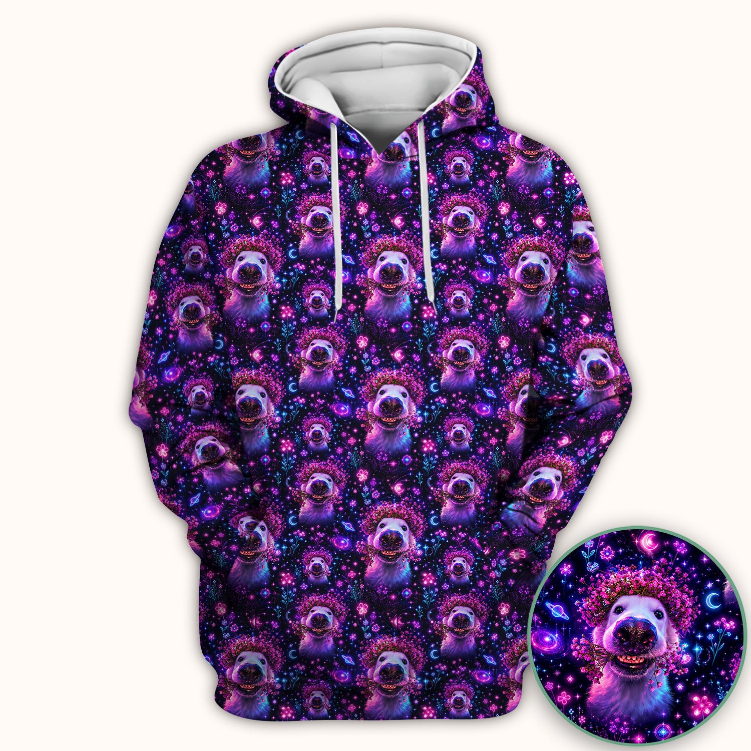 Galaxy Golden Retriever Nurse Scrub Top for RN, CNA, Veterinary Staff, Dog Lover Uniform