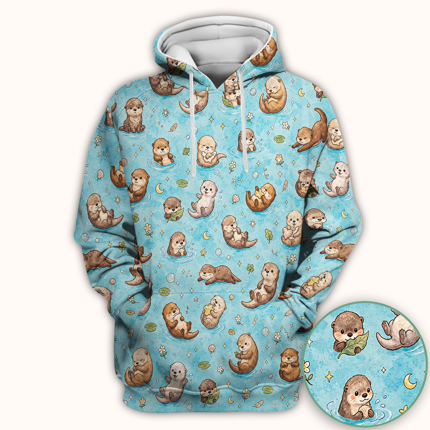 Cute Otter Pond Nurse Scrub Top for Pediatric Nurses, RN, CNA, Water Animal Uniform