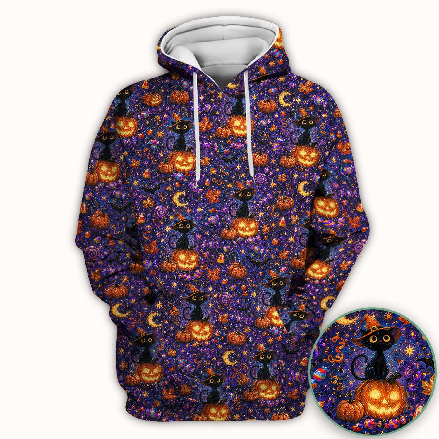 Mystical Halloween Witch Cat Scrub Top, Comfortable Scrubs for Nurses