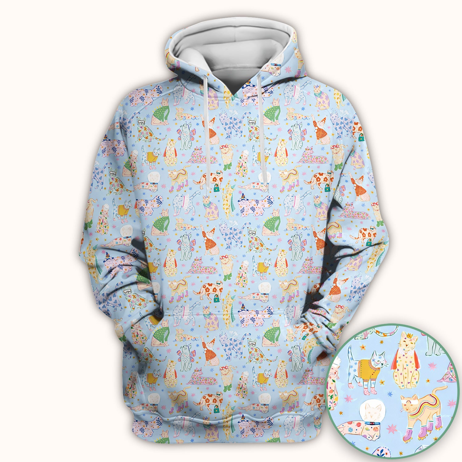 Cute Colorful Cats Pattern Scrub Top, Comfortable Scrubs for Nurses