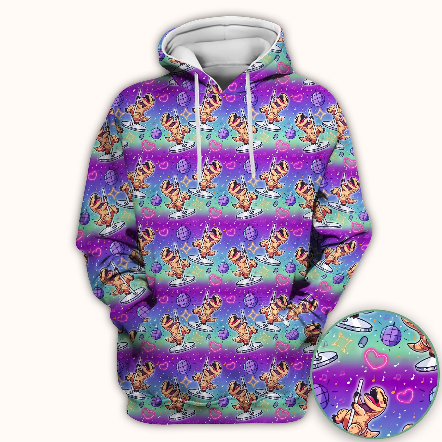 Funny Dancing Dinosaur Disco Party Pattern Nurse Scrub Top, Comfortable Scrubs for Nurses