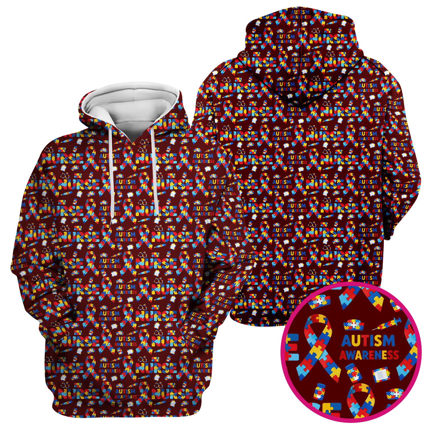 Autism Awareness Nurse Puzzle Ribbon Print Scrubs, Comfortable Scrubs for Nurses