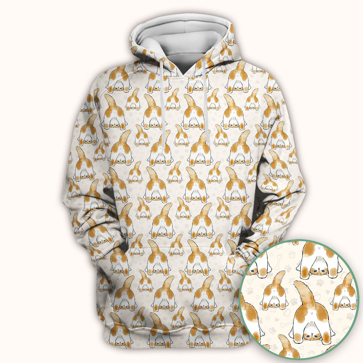 Cute Cat Butt Nurse Scrub Top, Cat Pattern Medical Shirt For Pet Lover, Breathable Fabrics Nursing Uniform