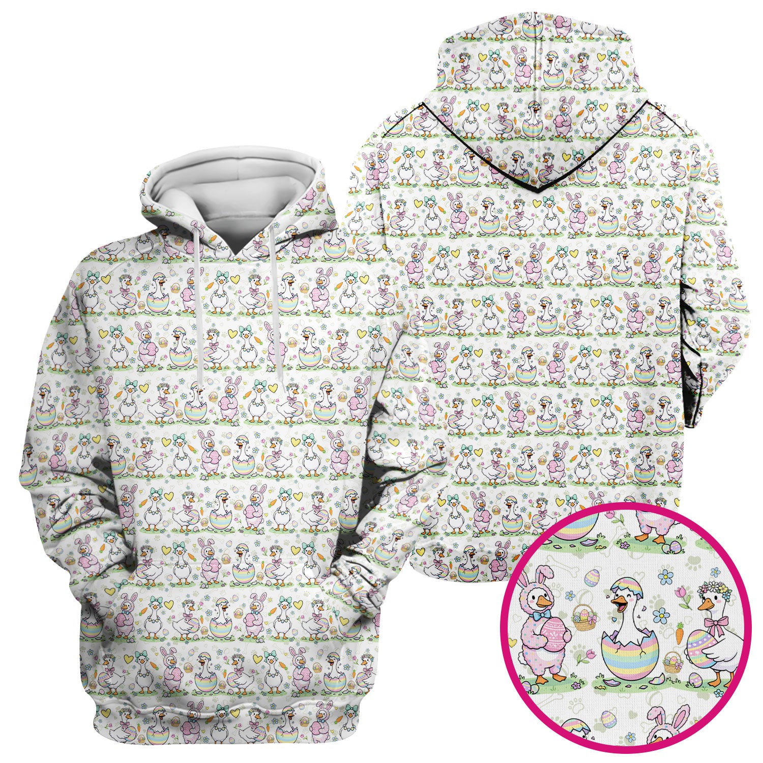 Pastel Easter Goose Bunny Egg Pattern Scrub Top, Comfortable Scrubs for Nurses