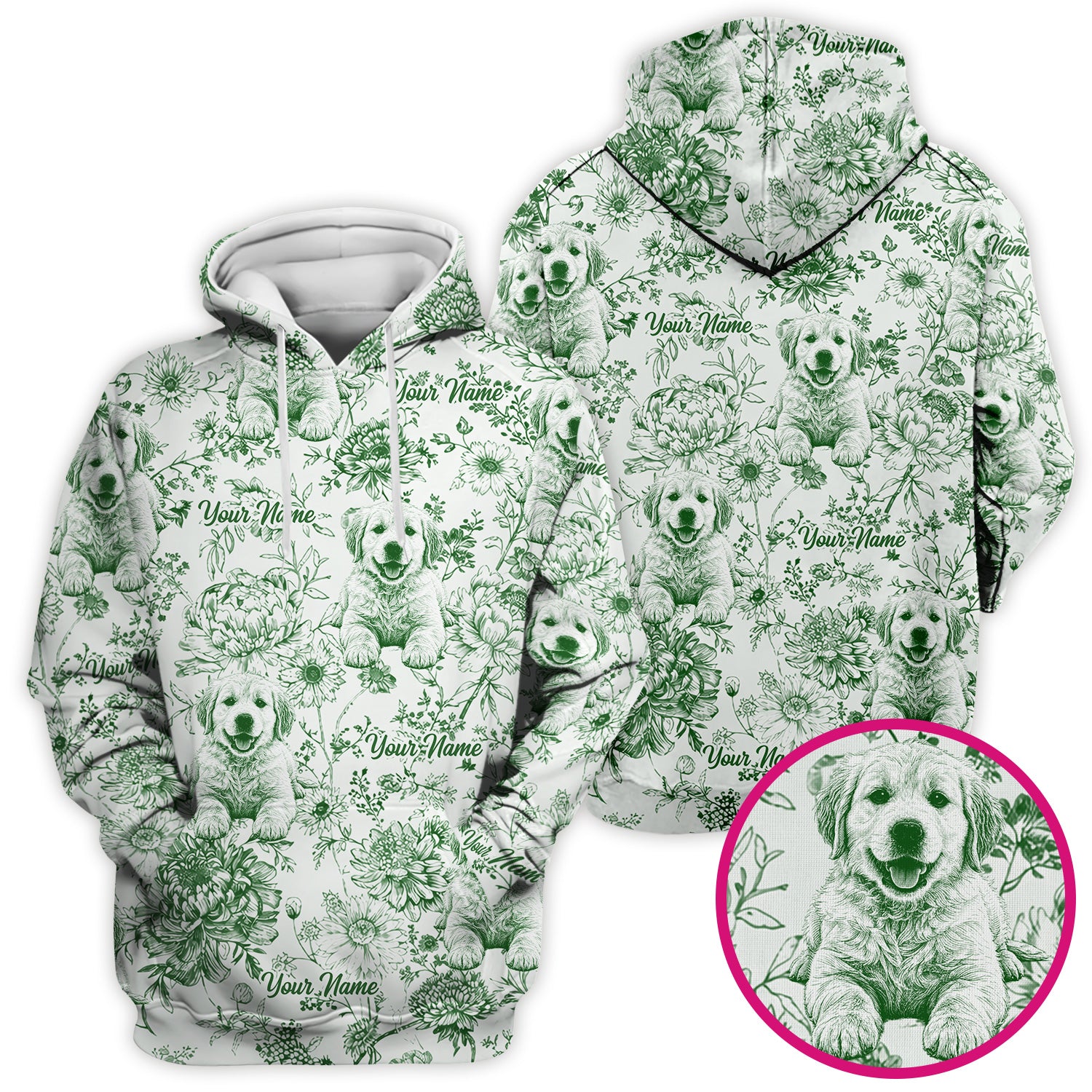 Personalized Custom Pet Photo Name Floral Pattern Scrub Top, Breathable Fabrics Nursing Uniform