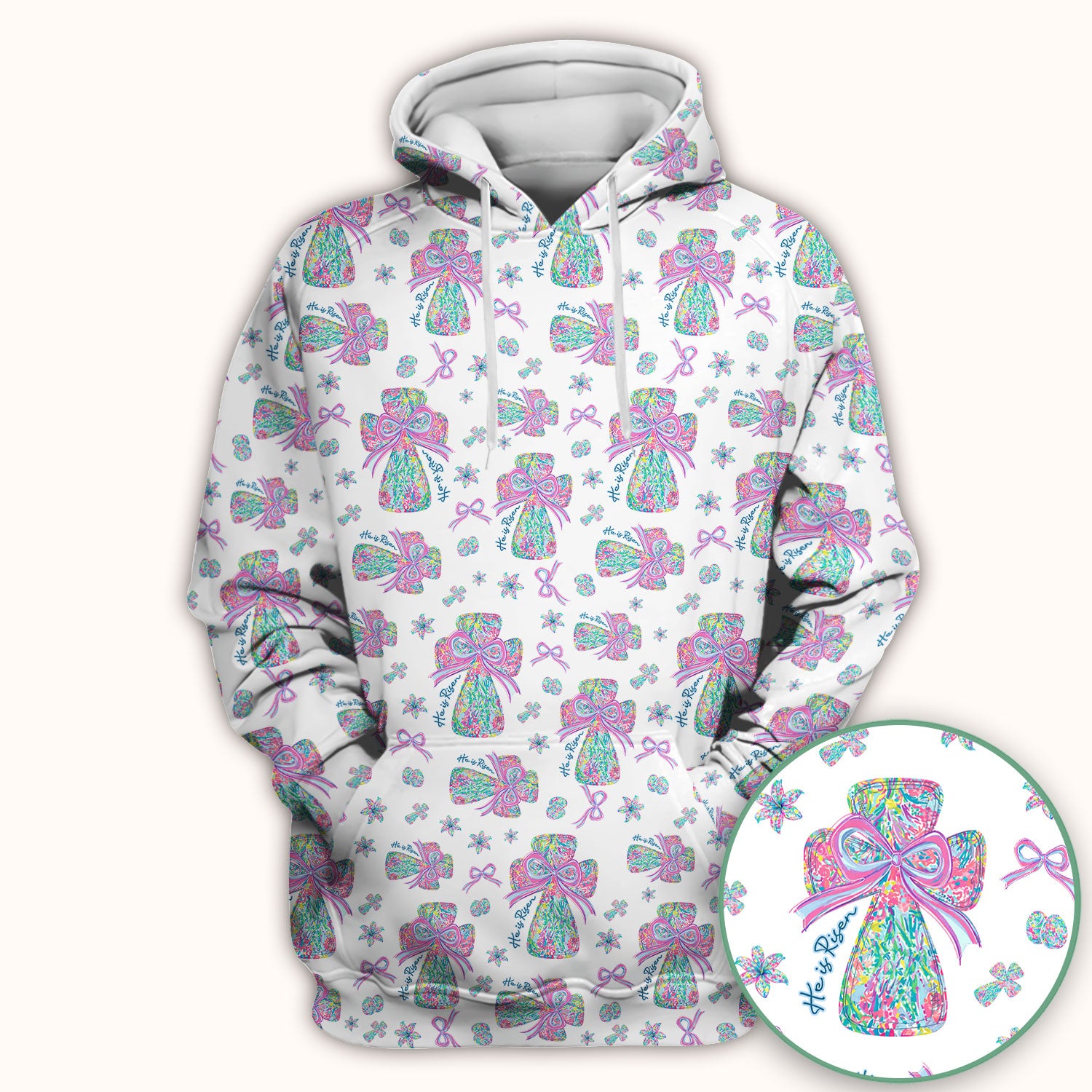 Colorful Bow Pattern Scrub Top, Breathable Fabrics Nursing Uniform