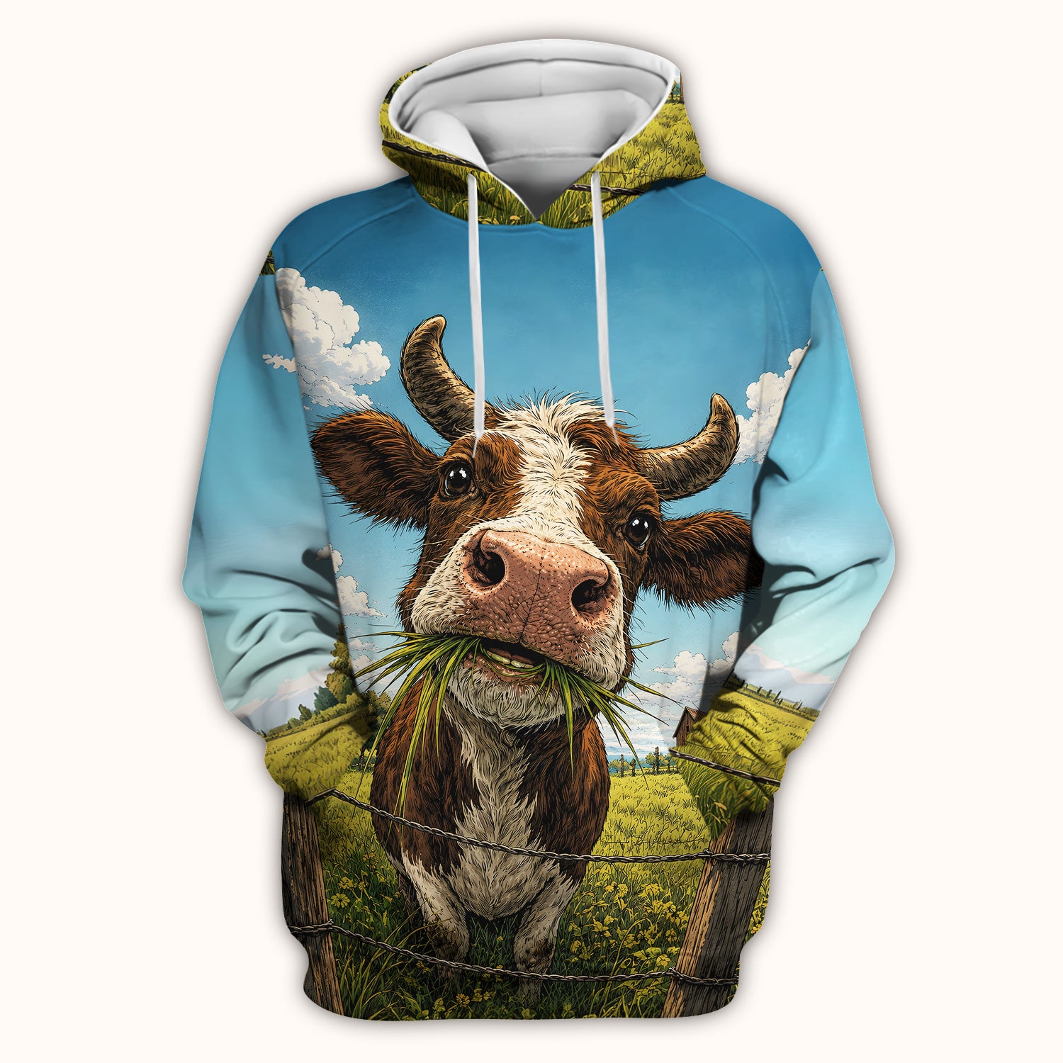 Curious Highland Cow Farm Scene Scrub Top, Comfortable Scrubs for Nurses