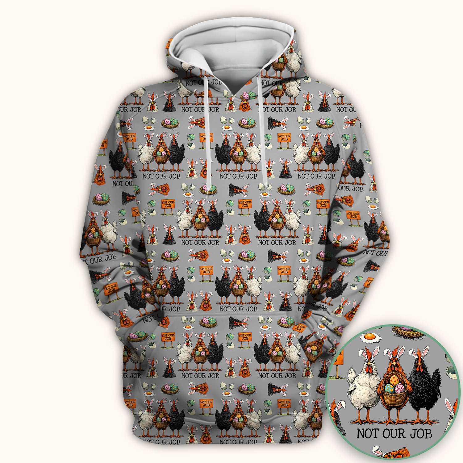 Funny Easter Chicken Humor Pattern Scrub Top, Comfortable Scrubs for Nurses